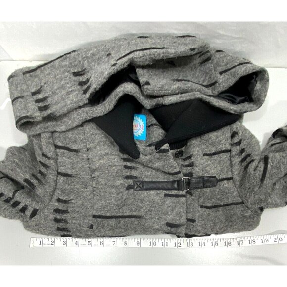 Anthropology Tracy Weese Wool Blend Jacket Knit Trim Car Coat Gray Black - Picture 7 of 9
